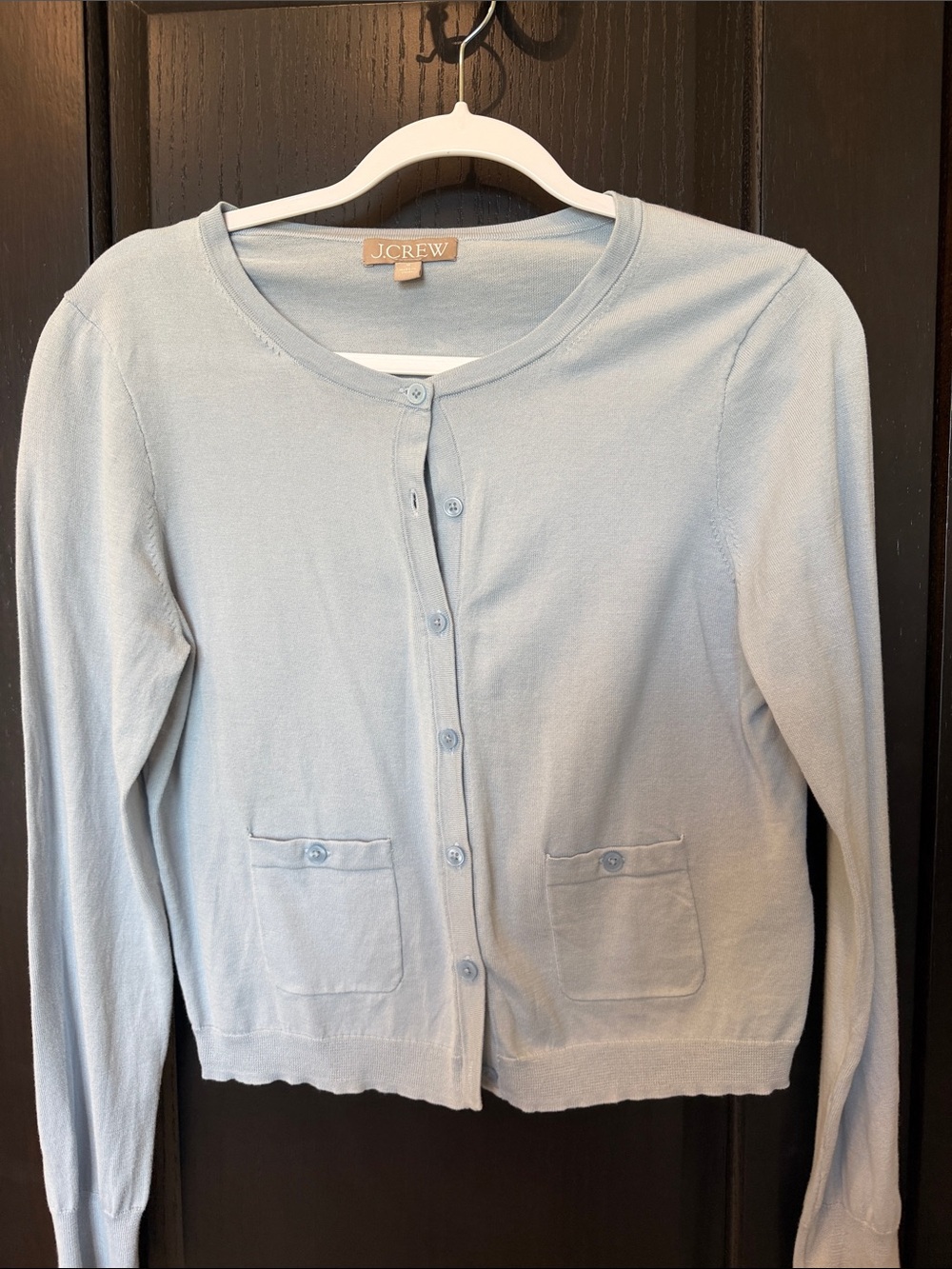 J. Crew Pale Blue Button-Up Crewneck Cardigan. Size medium